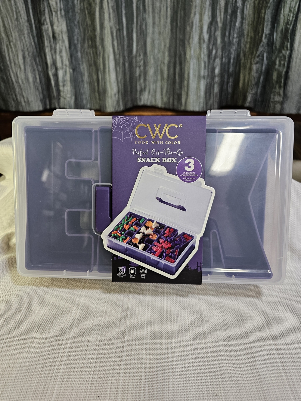 CWC Cook With Color Halloween EEK 3 Compartment 2 Cup Snack Container